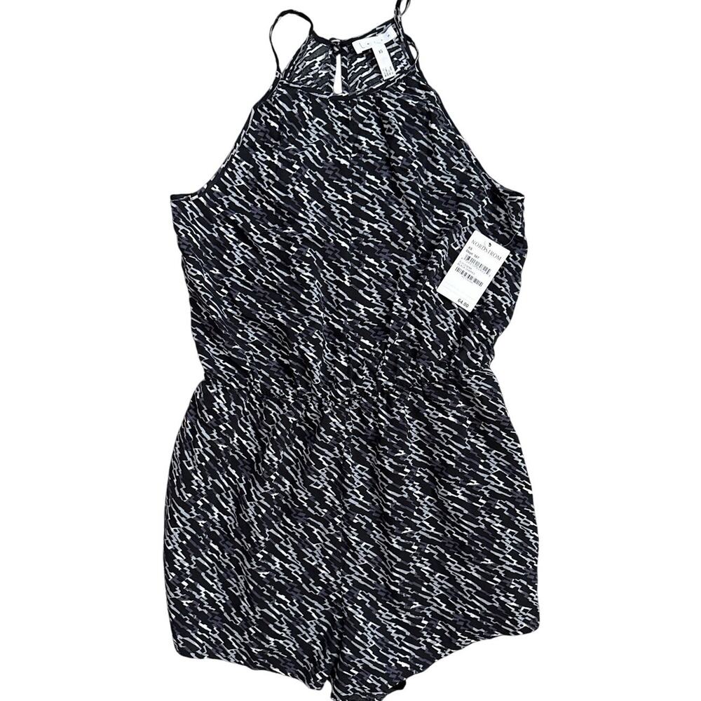 LEITH Halter Neck Abstract Black & White Print‎ Romper Size XS